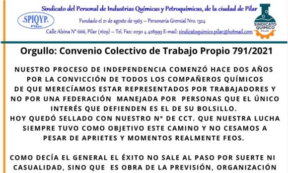 "Orgullo por el Convenio Colectivo de Trabajo"