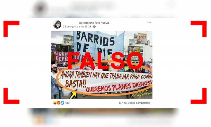 Otra vez circula una foto falsa de una pancarta de Barrios de Pie