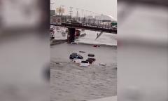 Autos quedaron bajo el agua en la Panamericana tras el fuerte temporal